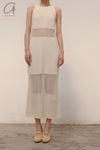 SWAYING/KNIT See-Through Panel Sleeveless Dress SW22SSL05 Apricot PS49
